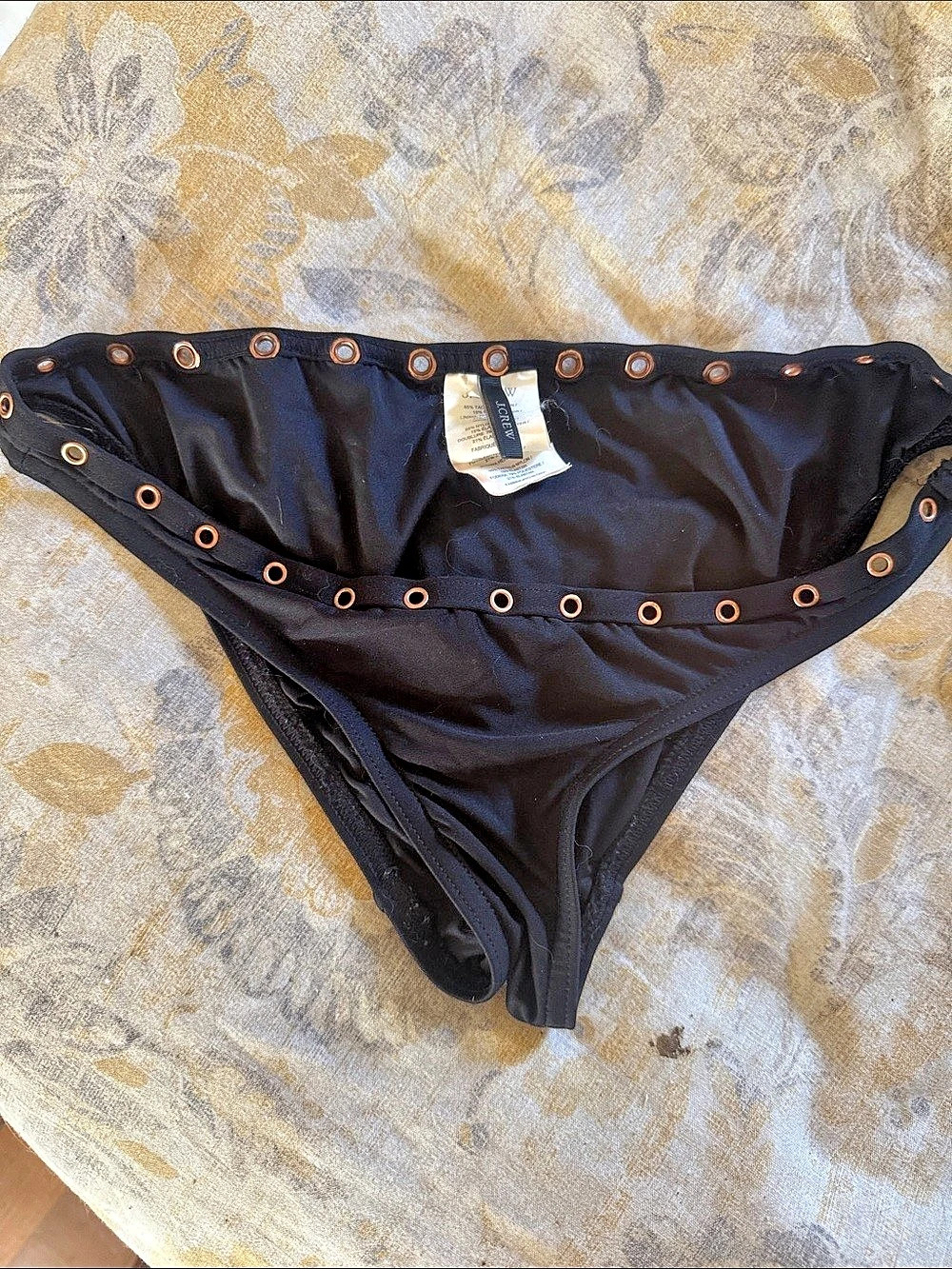 J.Crew '90s no-tie eyelet string bikini bottom Black Medium